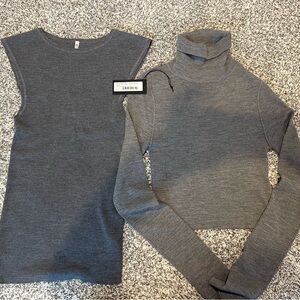 R13, NWT, Gray, Large, Sleeveless Top and Turtleneck Sweater Set